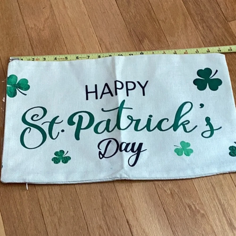 Festive St. Patrick's Day rectangular pillow cover- Green and White